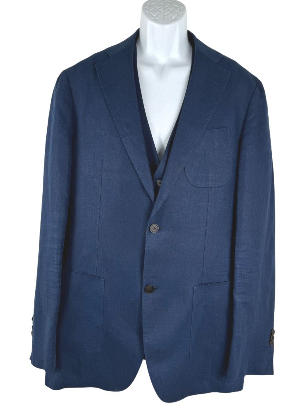 Suit Supply Baird McNutt Linen Blazer Jacket With Vest Size 42L Blue CJ-2432